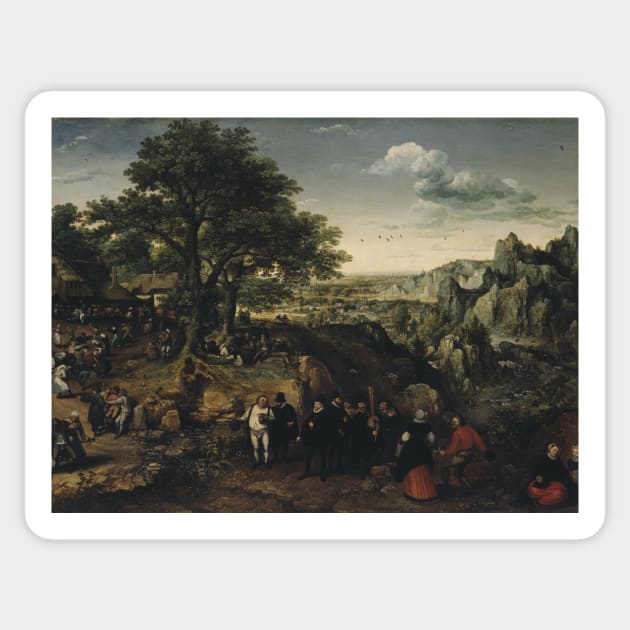 Landscape with a Rural Festival by Lucas van Valckenborch Sticker by Classic Art Stall